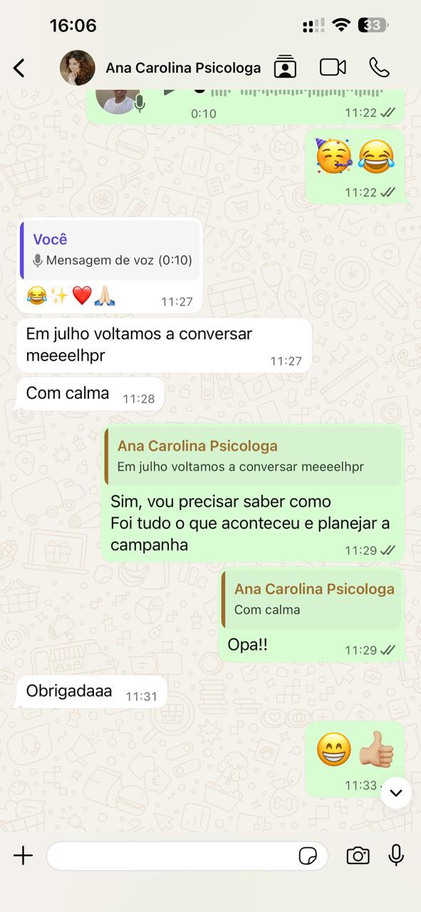 "Obrigadaaa" — agenda cheia
